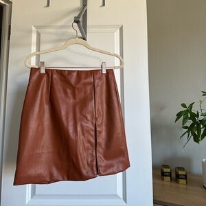 PU leather high waisted skirt with slit